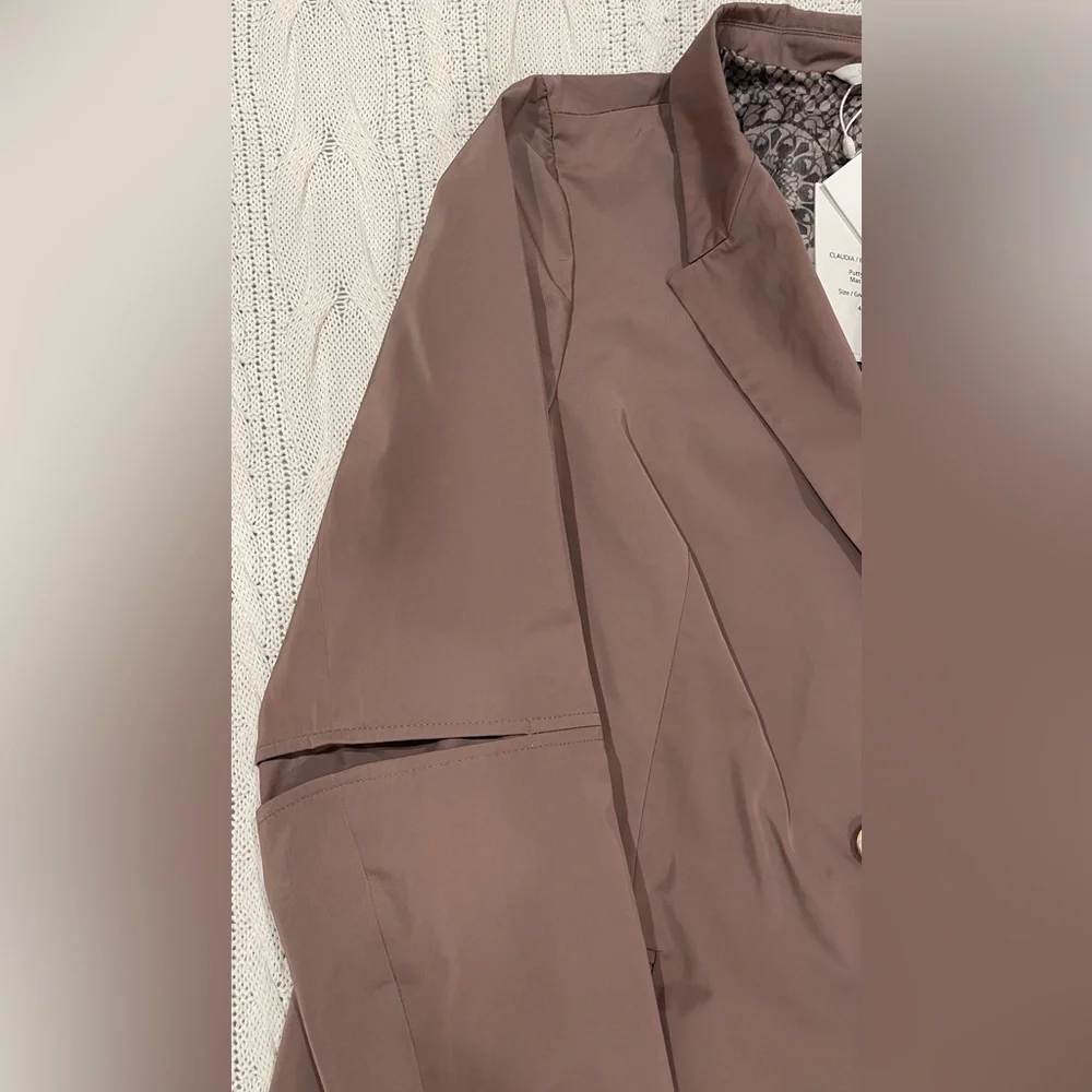 NWT Sosken Studios Trench Raincoat Lightweight Mastic Women’s L - Picture 4 of 8